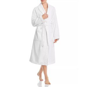 Frette Triplo Shawl Collar Bathrobe Cotton White Grey Size M NEW WITH TAGS!